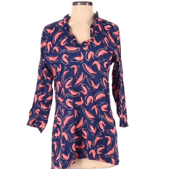 🔥 Haley and The Hound Navy Shrimp Parker Tunic Top - Picture 2 of 4